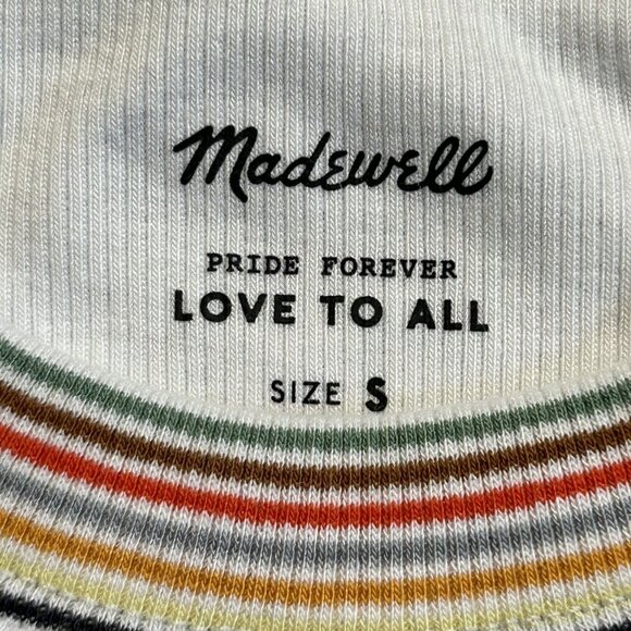 Madewell Small The Pride Brightside Crop Tank Top White Rainbow Love to All - Picture 10 of 10
